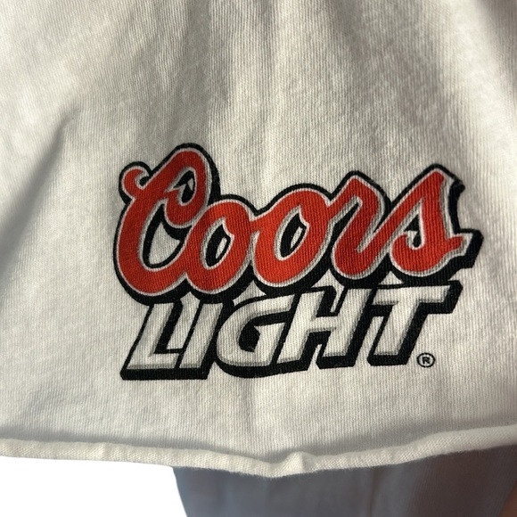 Women White fitted cotton t shirt,M/L scoop,logo,Coors  Light , coastal,festival - Picture 1 of 9